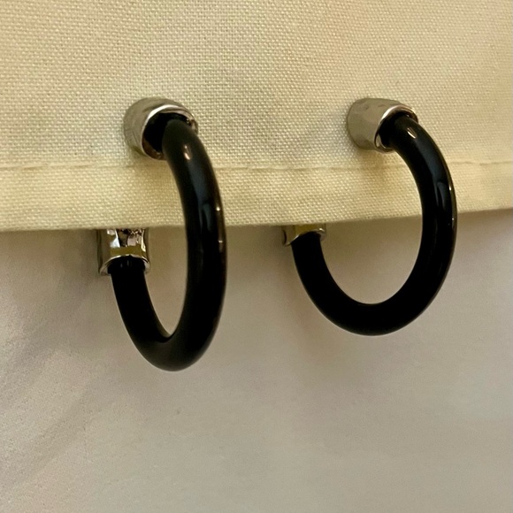 Jewelry - Black and Silver Hoop Earrings